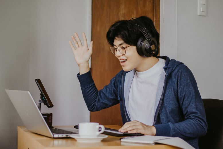 Student Using Laptop for Online Class